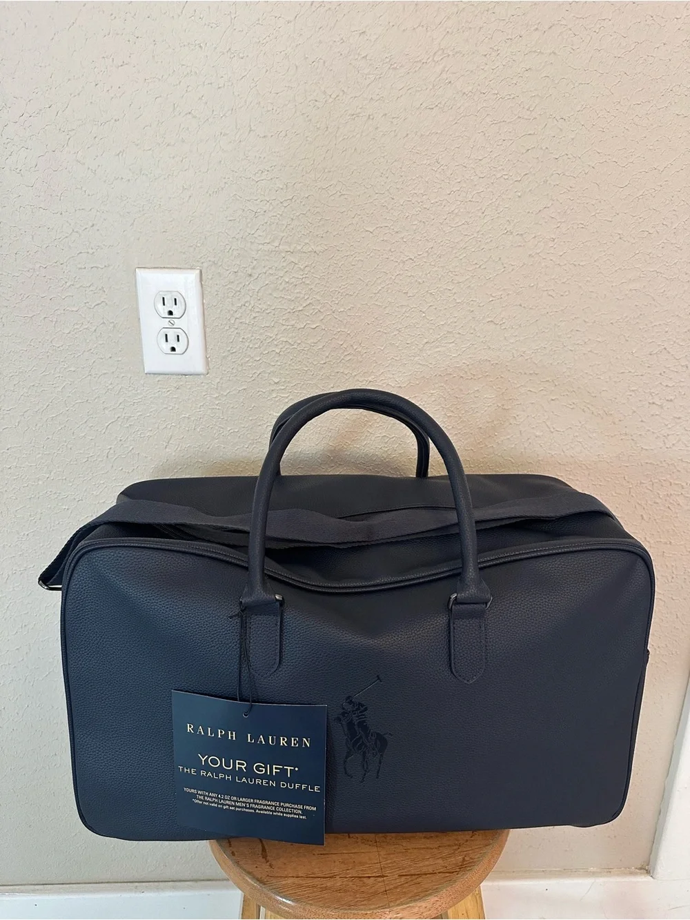 Ralph Lauren Navy Pebbled Leather Duffel